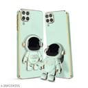 3D Astronaut with Folding Stand Back Cover Case Compatible for Samsung Galaxy M12 / A12 / F12 - mint