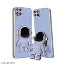3D Astronaut with Folding Stand Back Cover Case Compatible for Samsung Galaxy M12 / A12 / F12 - blue