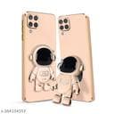 3D Astronaut with Folding Stand Back Cover Case Compatible for Samsung Galaxy M12 / A12 / F12 - pi nk